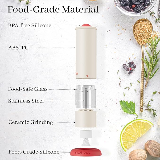 Christmas Gift/Deal Electric Salt and Pepper Grinder Set, USB Rechargeable Adjustable Coarseness Automatic Salt Pepper Mill Shakers/Grinder Kitchen Spice Mill, Home Chefs Idea for House Warming