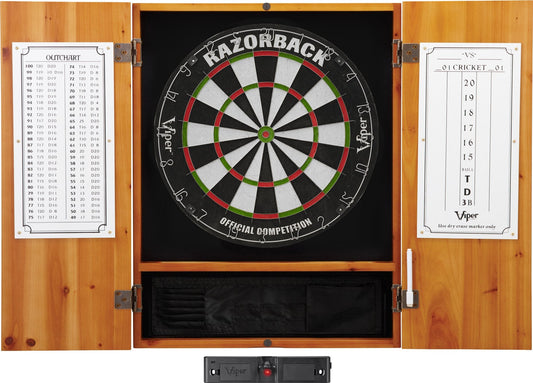 Viper Metropolitan Solid Wood Cabinet & Sisal/Bristle Dartboard Play-Ready Bundle