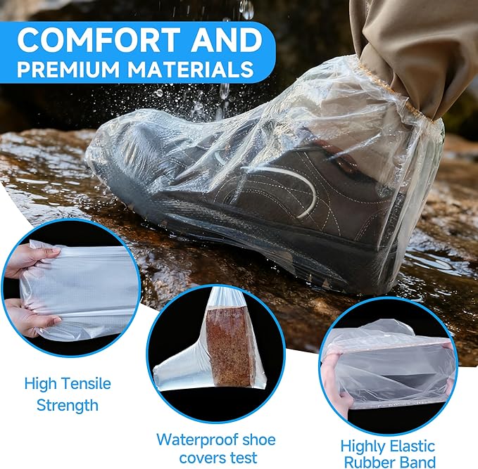 10 Pairs Pack Of Disposable Shoe Covers Transparent Disposable Waterproof Plastic Shoes Protector Ponchos For Rain Indoors Boot Covers Travel Unisex For Adults Short Size Sturdy Secure Foot Covers