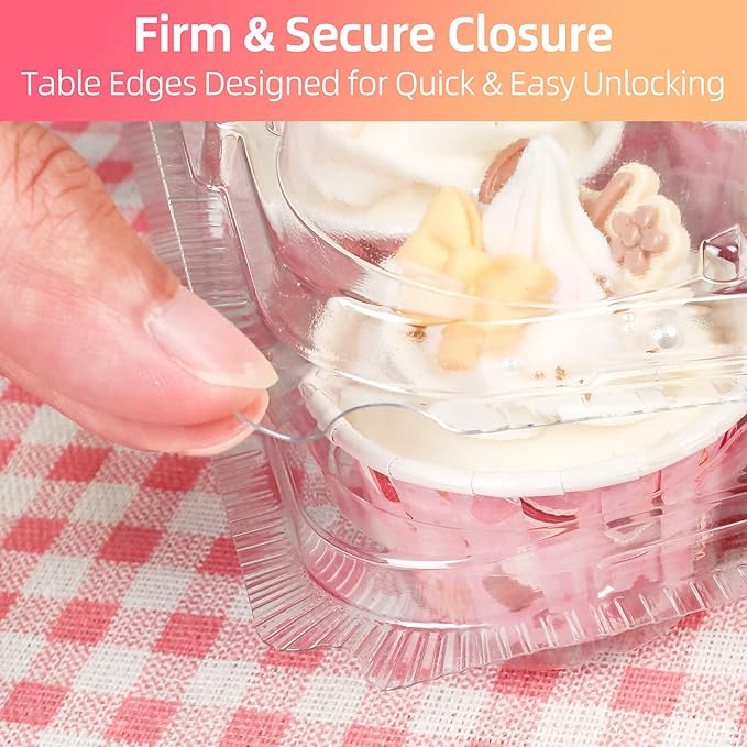 LotFancy Mini Cupcake Containers, 12 Count, 40 Pack, Clear Plastic Cupcake Holder with 480 Mini Cupcake Liners, Dozen Disposable Cup Cake Carriers with Detachable Lid