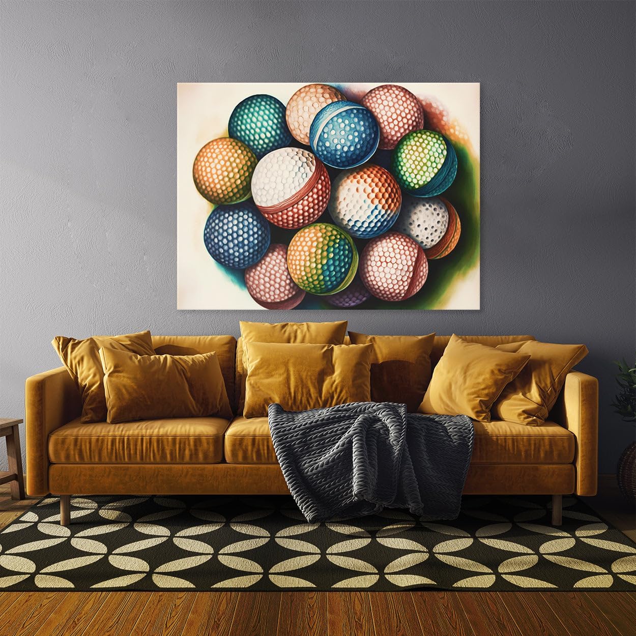Sense Canvas Golf Ball Watercolor 29 Canvas Art - Home Decor Wall Art Print Poster Painting Small 16x12 / 0.75"