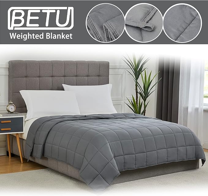 Weighted Blanket for Adults 12lbs, 48"x72", Twin Full Size Cooling Heavy Throw Blanket for 110-130lbs, Microfiber Soft Thick Big Blankets Weighted Comforter Breathable Gift for Sleeping, Grey