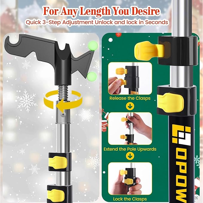 1.5-3 FT Long Telescopic Extension Pole, Multi-Purpose Aluminum Alloy Telescoping Rod with Universal Twist-on Metal Tip Flip-Lock Design, for Painting Cobweb Dusting, Window Cleaning, Christmas Lights