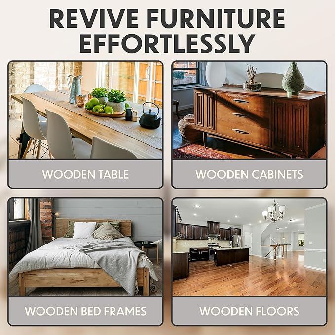 Furniture Repair Kit Set of 26 Wood Repair Kit w/Furniture Touch Up Markers Wax Crayons Sharpener & Cleaner Cloth Restore Hardwood Floor Scratches Discoloration for Wooden Door and More