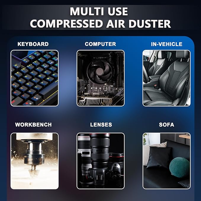 Electric Air Duster - 130,000 RPM, Brushless Motor, 3-Gear Adjustable - for Keyboard, PC, Car, Air Bed & Home Cleaning