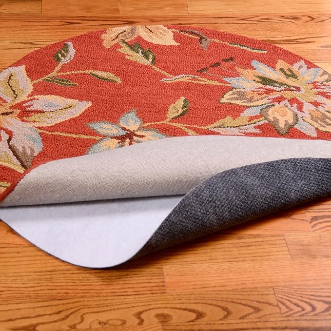 5' Round Non-Slip Rug Pad, Reversible Gripper, Non Skid Pads for Hardwood, Vinyl, Tile, Laminate Floors, Keep Area Rugs Secure, Natural Materials Safe for Indoor Flooring, ¼” Thick