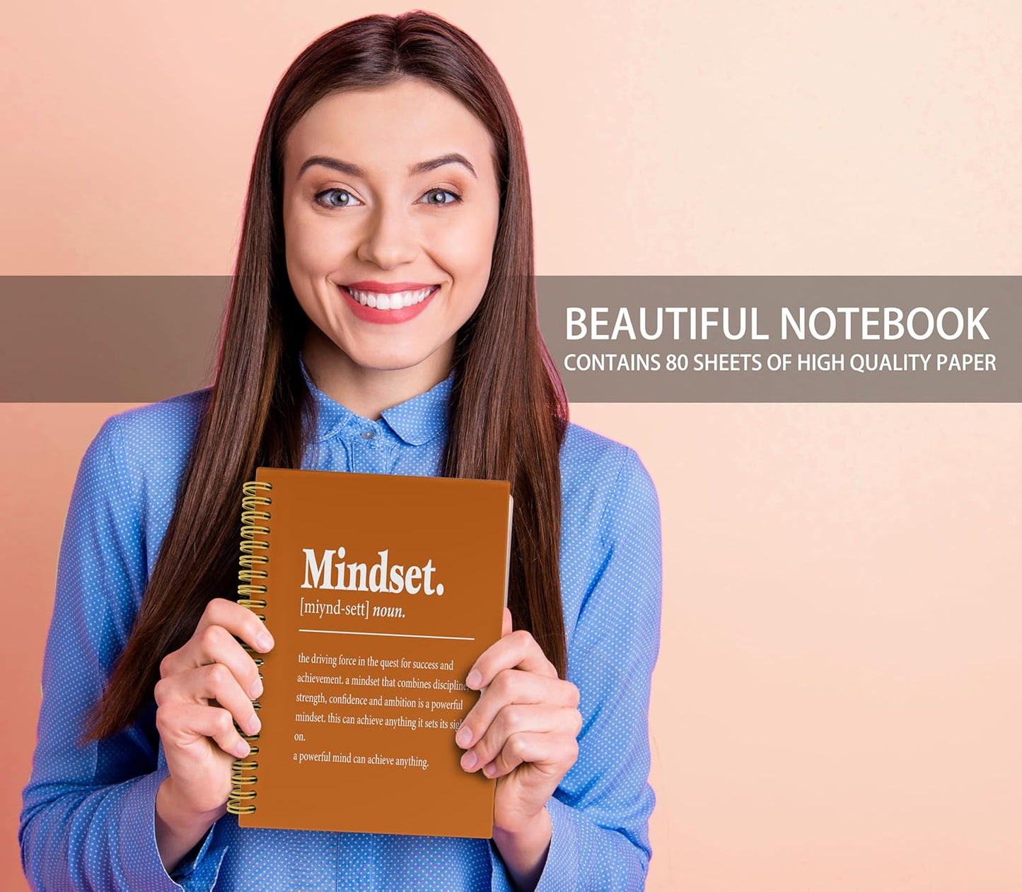 Knibeo Mindset Inspirational Notebooks Journal - Anti Anxiety Notebook, 5.5×8.3 Inch Inspirational Spiral Bound Notebook with 164 Pages, College School Supplies(croci)