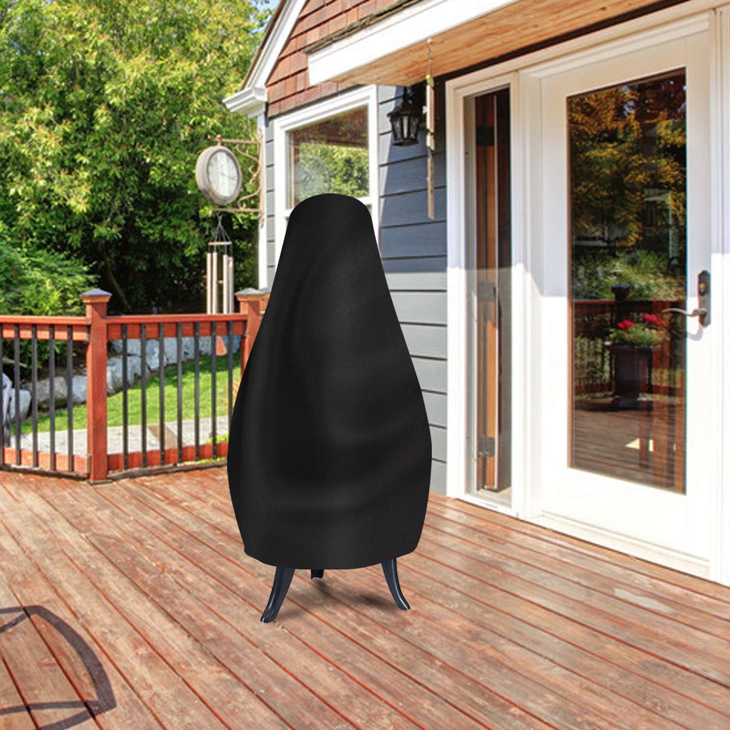Chiminea Cover Heavy Duty 420D Oxford Water-Resistant Waterproof Outdoor Fireplace Fire Pit Cover (22D x 44H)