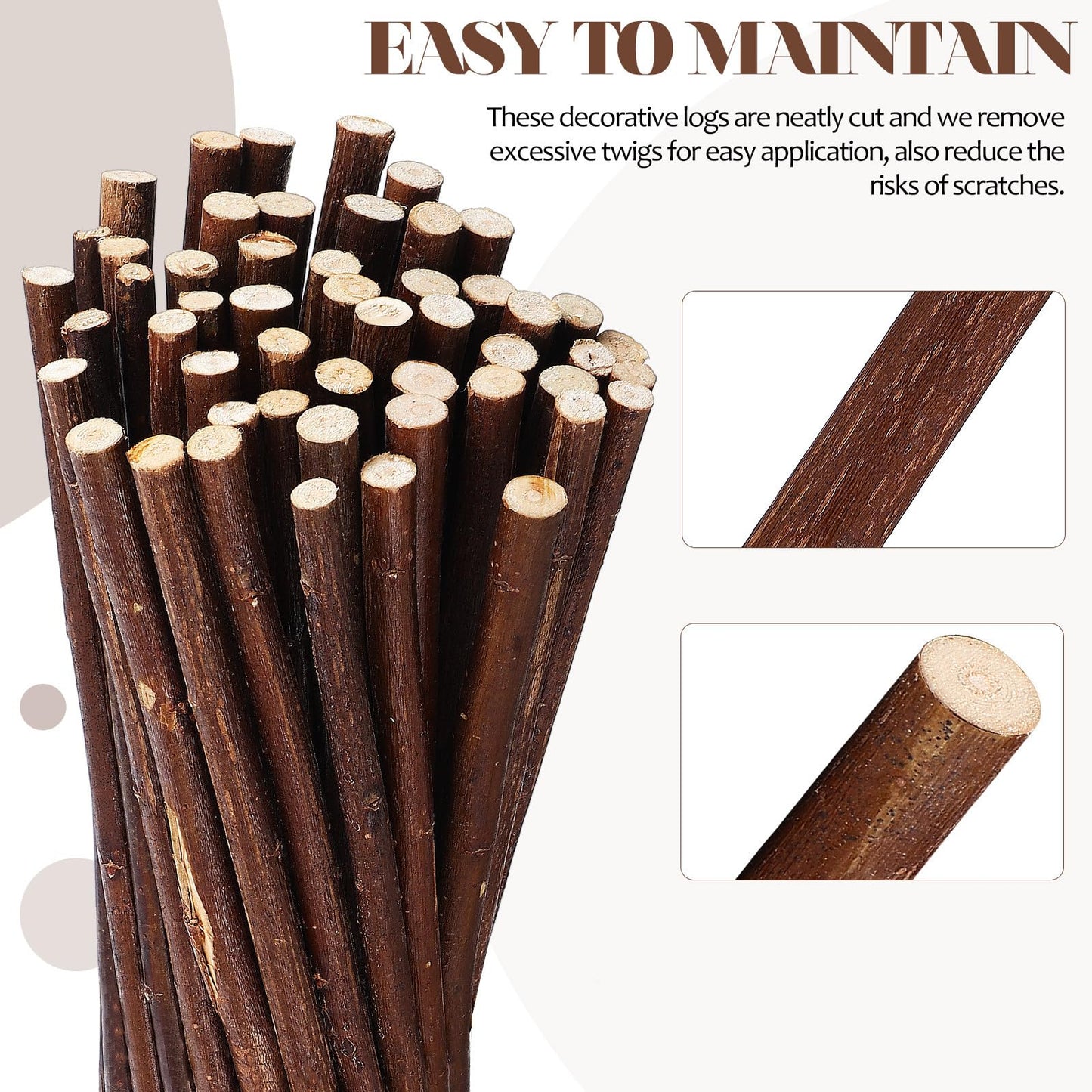 Tofficu 50 Pcs 11.81 Inch Natural Wood Sticks Dried Branches for Crafts DIY Wood Twigs for Floral Arrangements Wedding Centerpieces Rustic Home Decoration