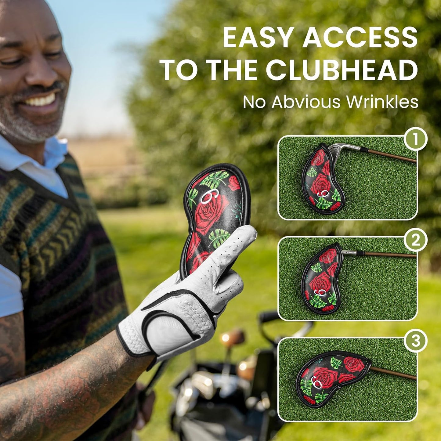 Golf Club Covers Iron Value 12 Pack Stylish Synthetic Leather Headcover, Embroidery Numbers Head Covers Universal Protector Fit Main Iron Wedge Clubs, Accessories Travel for Men Women