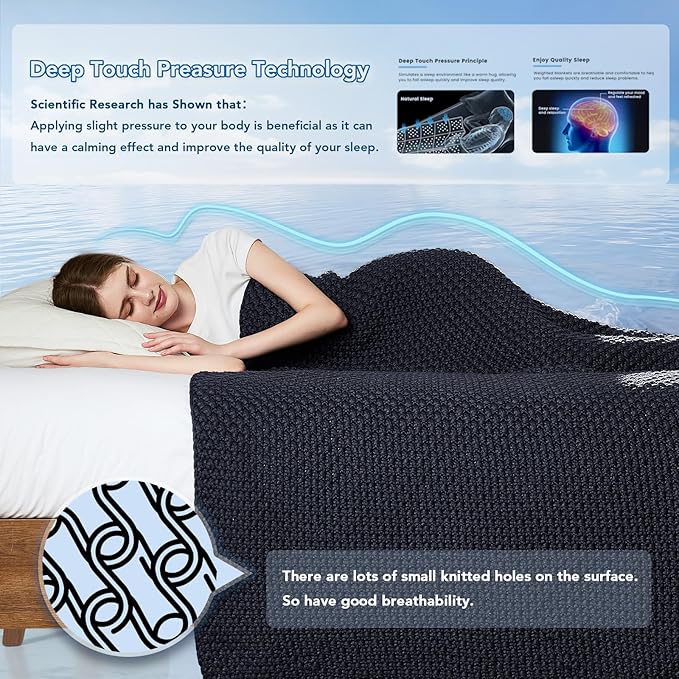 Topcee Knitted Weighted Blanket - 48"x72" 15lbs Cooling Chunky Knit Heavy Blanket for Adults Cable Yarn Knit Decorative No Beads Soft, Cozy and Cooling Weighted Throw Blankets Machine Washable