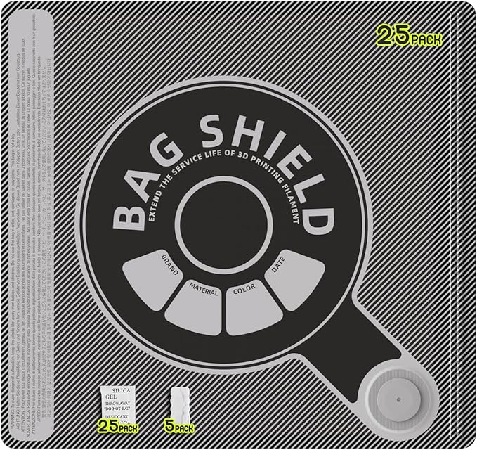 Vacuum-Sealed 3D Printing Filament Bags, 25 Packs Lightproof Vacuum Storage Bags, Moisture-Proof 3D Printer Filament Bags, Sorting & Storage of Various Filament with Desiccant