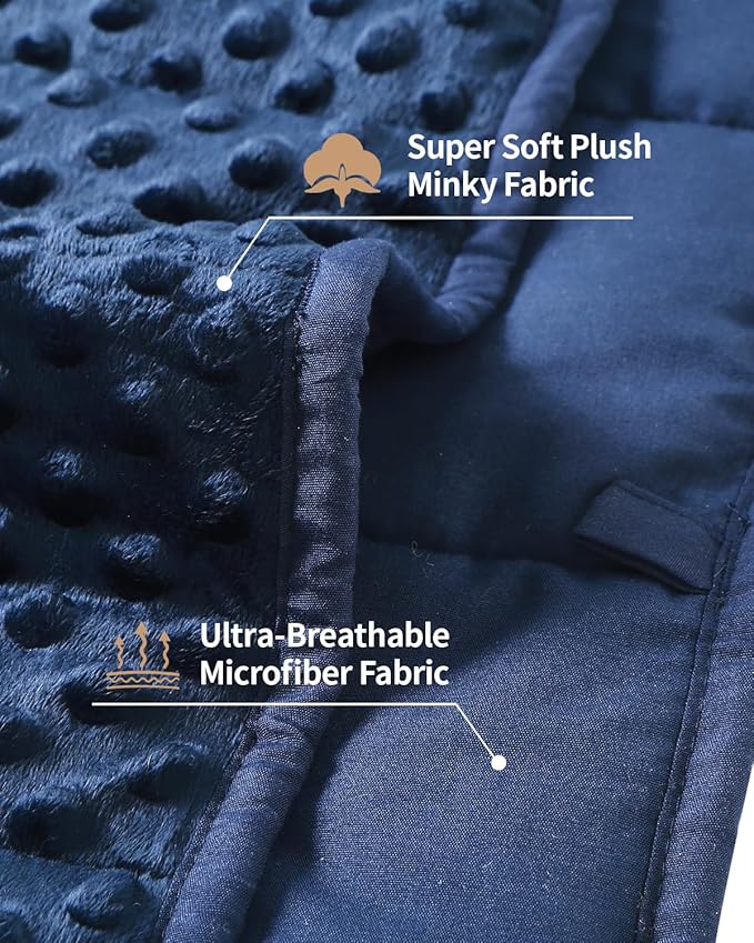 Mr. Sandman Weighted Blanket for Adults, Minky Heavy Blanket for Woman,Man Sleeping/Calm, Soft and Cozy Weighted Throw Blankets, Machine Washable, 80 x 87in, 25 lbs, Navy Blue