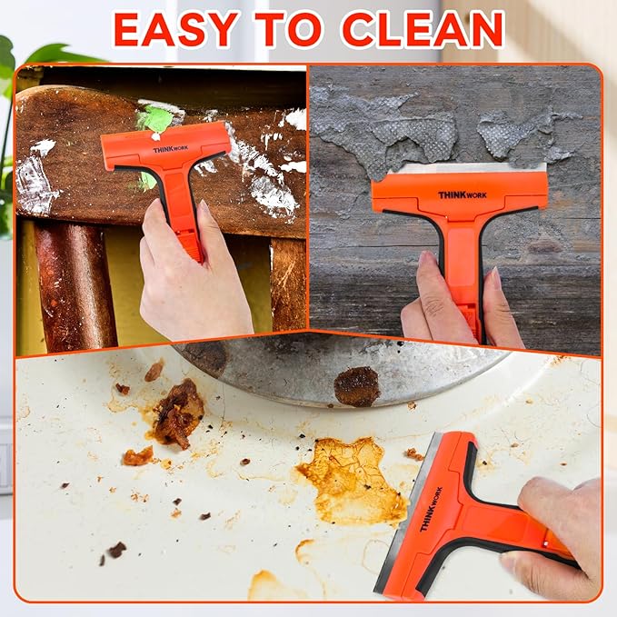 Razor Blade Scraper, 4" Razor Scraper with 20Pcs Metal & Plastic Razor Blades, Multi-Purpose Glass Window Scraper Tool for Cleaning Decals, Tint, Stickers, Labels, Caulk from Window, Oven, Stove Top