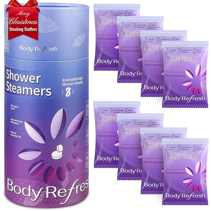 Lavender Shower Steamers Aromatherapy - Birthday Gifts for Women, 8 Pack Shower Bombs with Essential Oils, Stress Relief, White Elephant Christmas Gifts, Stocking Stuffers for Adults, Teen