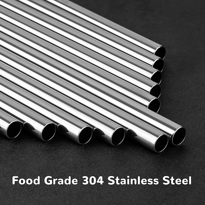 Tomorotec 6PCS Silicone Tip Stainless Steel Straws for 40oz Stanley Tumblers with 2 Cleaning Brushes, 13" Long BPA-Free Healthy & Safe for Outdoor & Home Use, Enhances Drink Enjoyment (Macaron Colors)