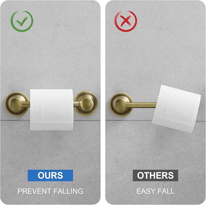 RUMOSE Toilet Paper Roll Holder Bathroom Flexible Pivoting Tissue Handle on Wall Mounted Antique Brass Rustproof Toilet Tissue Roll Holder,Stainless Steel
