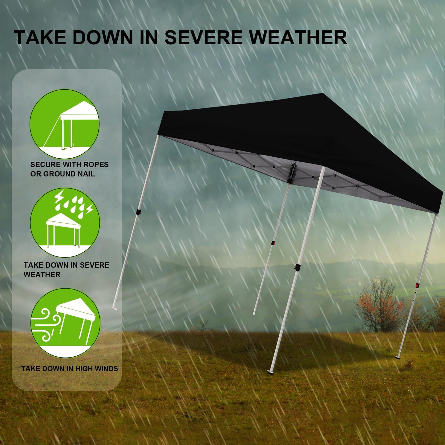 Northroad 8X8 FT Pop Up Canopy, Outdoor Instant Canopy Tent w/Carrying Bag, Portable Gazebo Shelter for Wedding Party,Commercial Event,Patio,Garden,Beach -Black