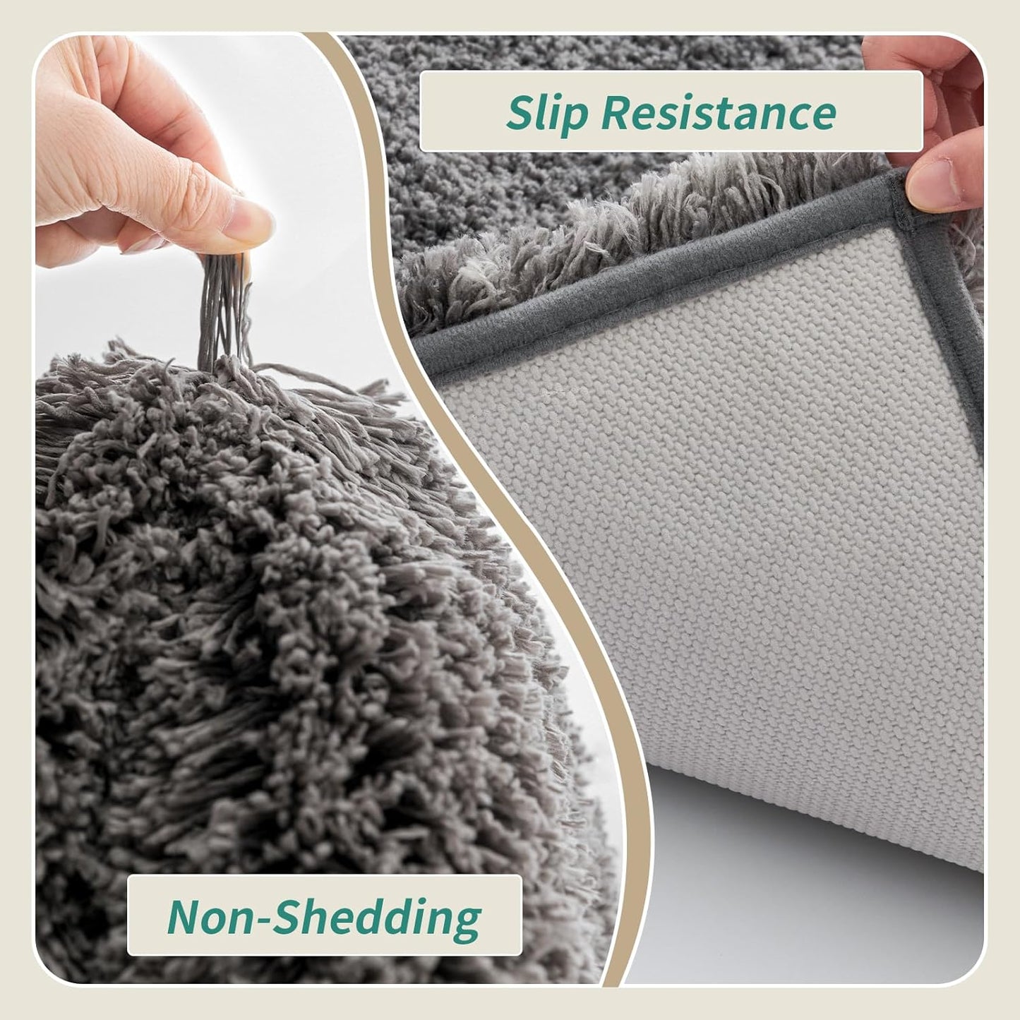 Dark Grey Bathroom Rug 20x32 Non Slip Fluffy Bath Mat for Bathroom Floor Washable Plush Luxury Bath Rug for Tub Soft Shaggy Absorbent Shower Sink Mat