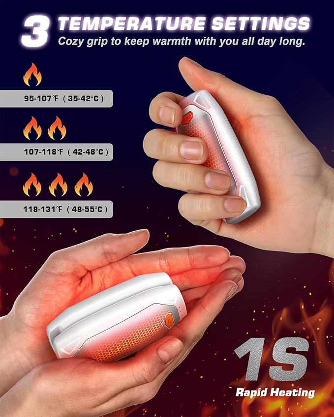 Kesguar Hand Warmers Rechargeable - 2 Pack 14000mAh AI Electric Hand Warmers with Charging Case, Magnetic 2 in 1 Pocket Handwarmers, Portable Heater Gifts for Women/Men/Golf/Camping/Hunting