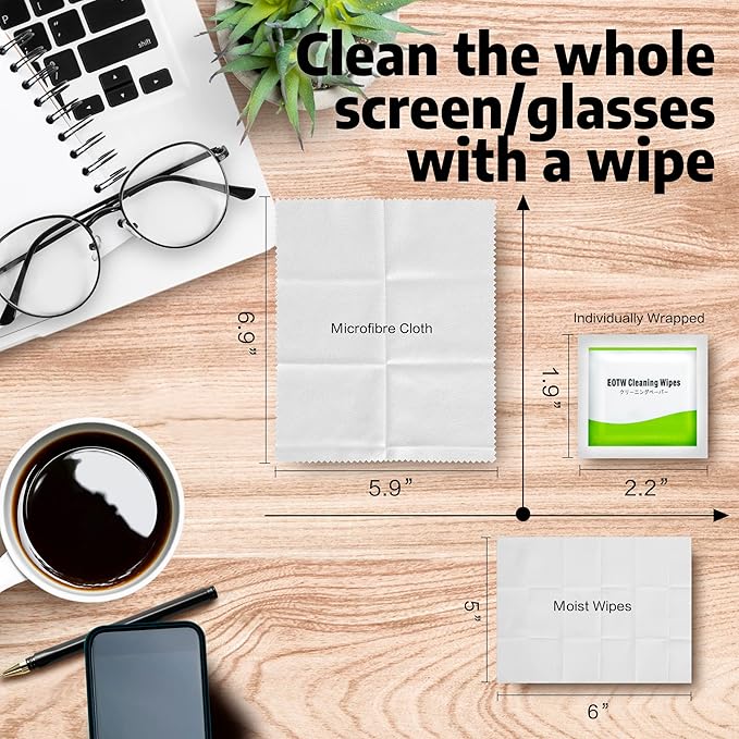 Screen Wipes Individually Wrapped, EOTW Pre-moistened Computer Phone Lens Cleaning Wipes for iPhone iPad Tablet PC Computer LED Screen, Pack of 60