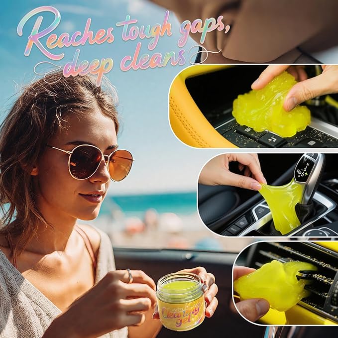 ASFSKY Keyboard Cleaning Gel (Lemon) Universal Cleaning Putty Dust Cleaning Car Interior Cleaner Car Dust Remover Car Slime Gifts for Men Women Girl Christmas Stocking Stuffers（1 Pack）