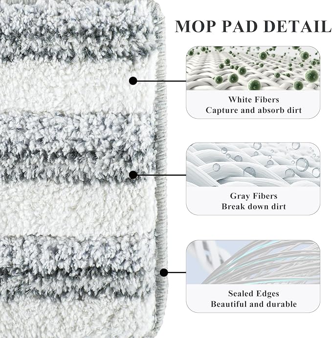 12 Pack Microfiber Mopping Pads Compatible with JOYMOOP, Libman, Oshang Flat Mop and Most 13"X5" Flat Floor Mop, Reusable & Washable Microfiber Cleaning Pads