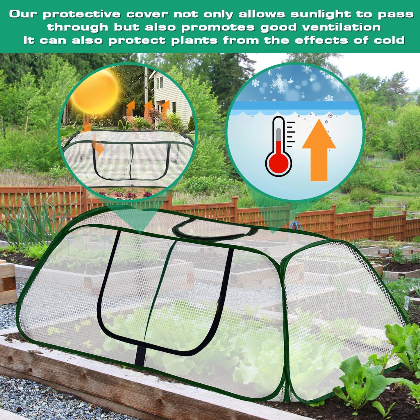 Garden Rows Accelerator Plants Cover-Garden Greenhouse with Roll-up Zipper Door,Thicker PE Cover for Indoor Outdoor Vegetable Fruits Rows - 45" L x 22" W x 16" H (White, 1 Pack)