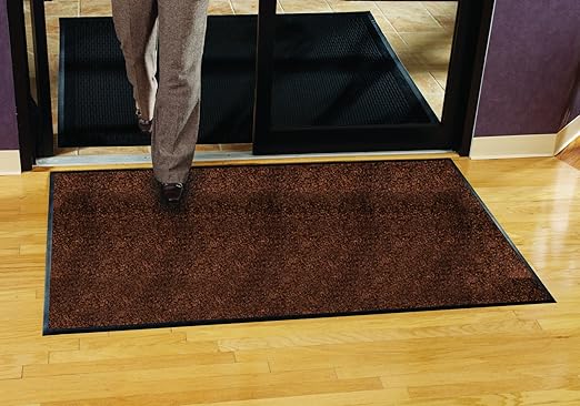 Guardian Platinum Series Indoor Wiper Floor Mat, Rubber with Nylon Carpet, 2'x11', Brown