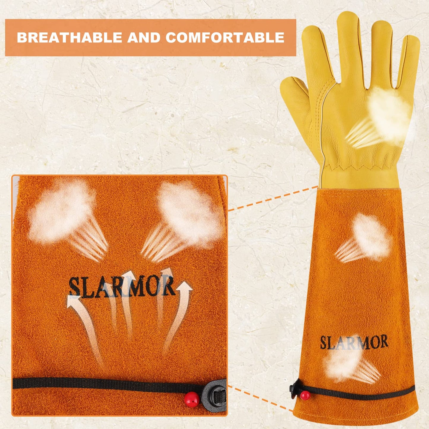 SLARMOR Long Gardening-Gloves Women/Men-Thorn proof Rose Pruning Heavy Duty Gauntlet-M