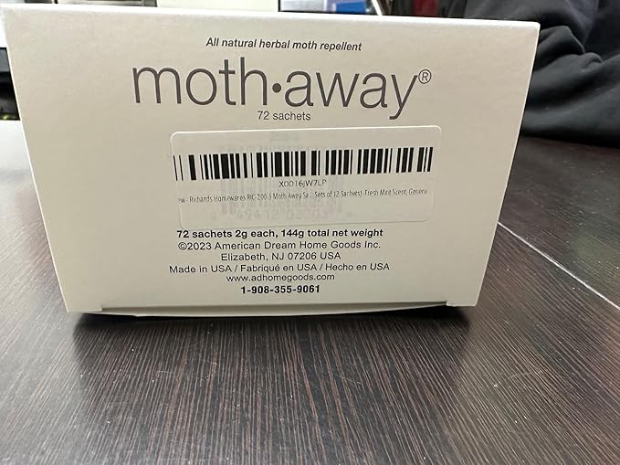Richards Homewares Moth Away Sachets – 72-Pack Value Bundle, Natural Herbal Moth Repellent, Non-Toxic & Chemical-Free, Fresh Scent for Closets, Drawers & Storage – Made in USA