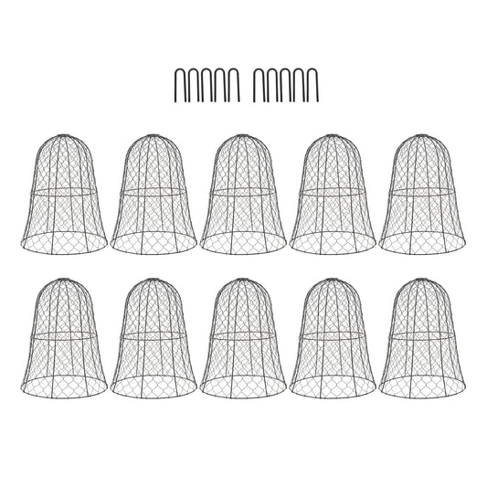 Garden Chicken Wire Cloche 10 Pack Garden Cloches for Plants Wire Plant Protectors from Animals Bell Shape Design Hook on the Top Thickened Iron Construction for Seedlings Shrubs Protection