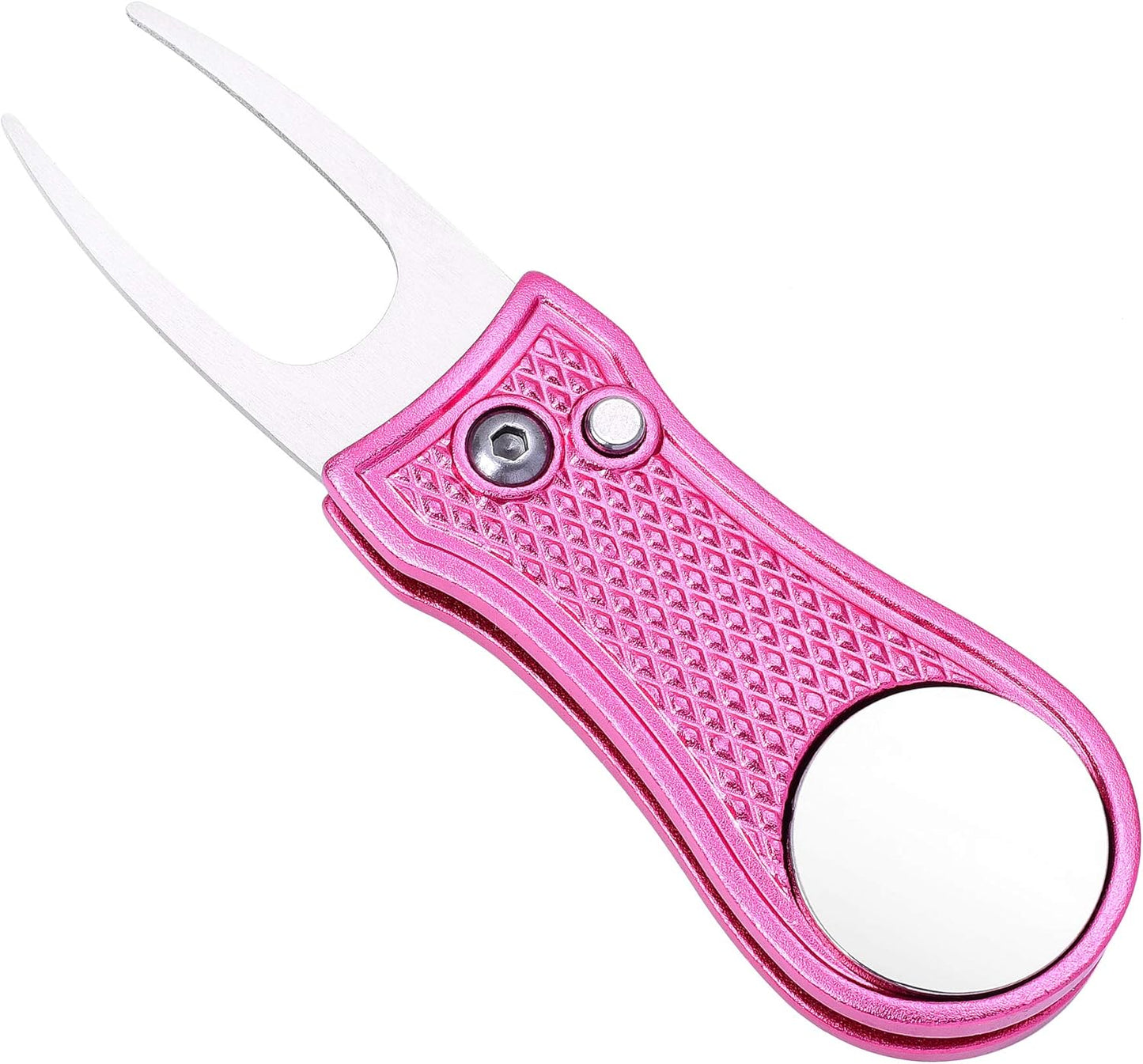 Mile High Life Golf Divot Repair Tool, All Metal Foldable Divot Tool with Pop-up Button & Magnetic Ball Marker