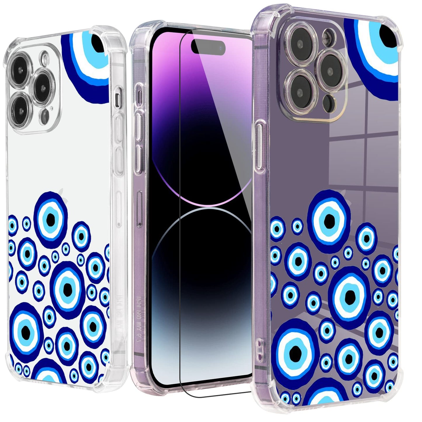 Roemary Purple Case For Iphone 13 Mini With Blue Horse Design,Watercolor Pattern With Screen Protector [Buffertech 6.6 Ft Drop I