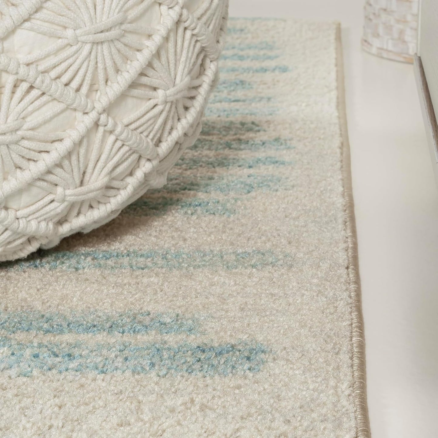 JONATHAN Y Khalil Modern Berber Stripe Cream/Turquoise Indoor Area Rug, 5x8, Contemporary, Bohemian, Easy-Cleaning for Living Room, Bedroom, Kitchen, Pet Friendly, Non-Shedding (MOH207B-5)
