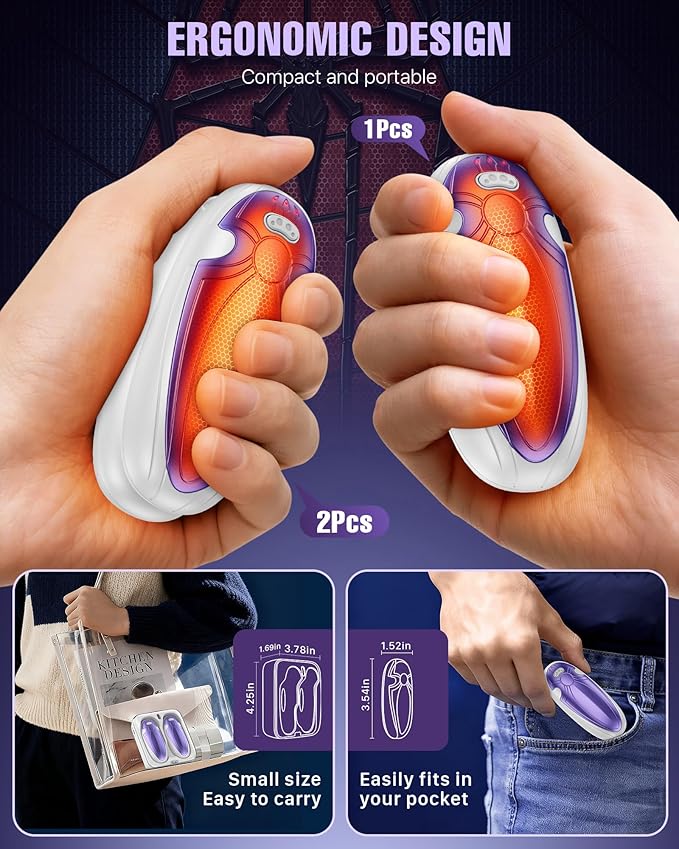 Hand Warmers Rechargerable 2 Pack - 14000mAh Electric AI Handwarmers with Charging Case, Magnetic 2 in 1 Pocket Heater, Gifts for Women/Men/Golf/Hunting/Travel/Camping Accessories