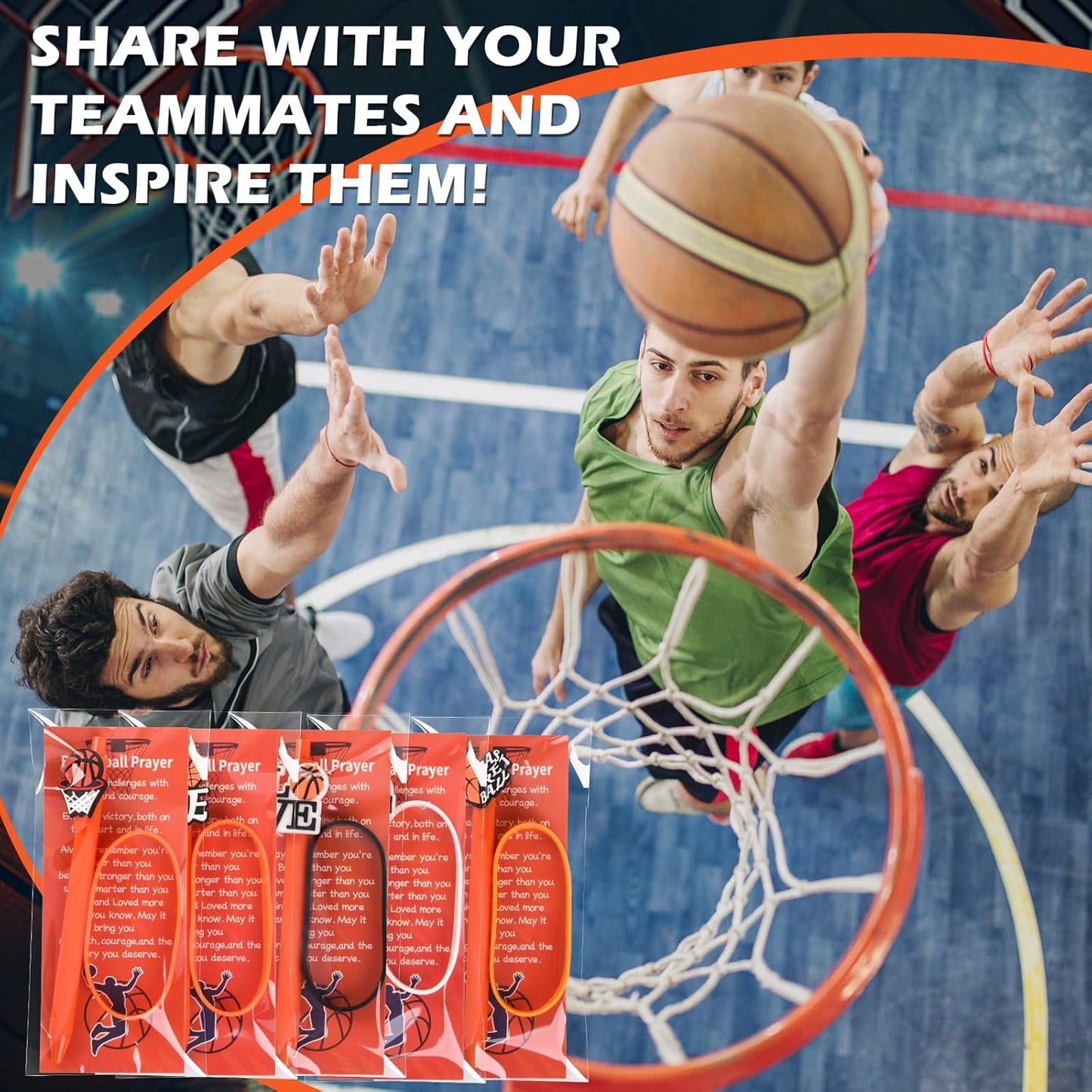 LiYiQ 72 Pcs Basketball Party Favors Basketball Team Gifts Basketball Goodie Bags Stuffers Basketball Ballpoint Pens Bookmark Card and Silicone Bracelet