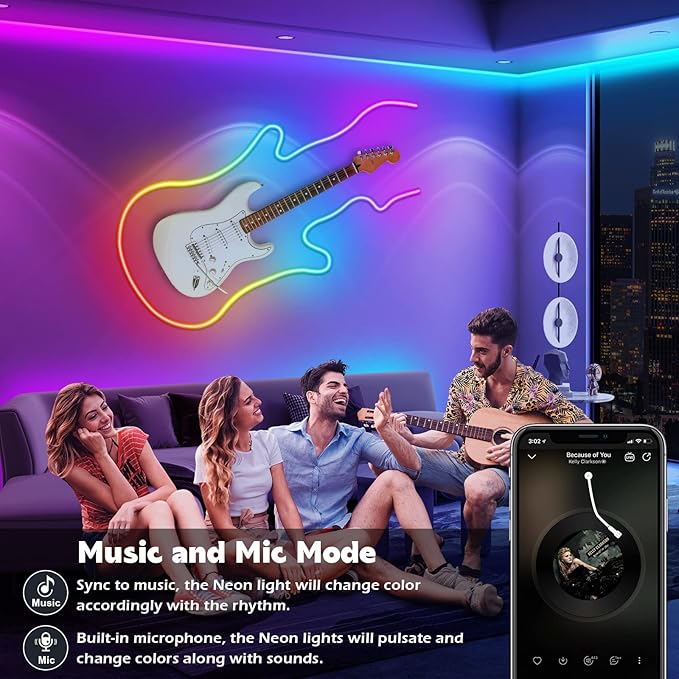 AILBTON 200Ft Neon Rope Lights,Flexible Led Rope Lights Control with App/Remote,Multiple Modes Music Sync Gaming RGB Led Neon Lights for Bedroom Outdoor