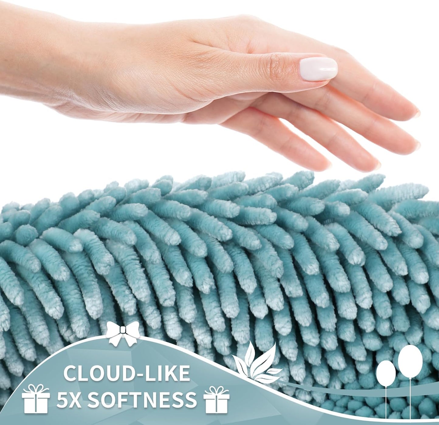Yimobra Long Bathroom Rugs Runner 55x24 Inch, Extra Thick Soft Absorbent Chenille Bath Mat, Non Slip Machine Washable, Quick Dry Bath Rugs for Bathroom Floor, Tub and Shower, Greyish Blue