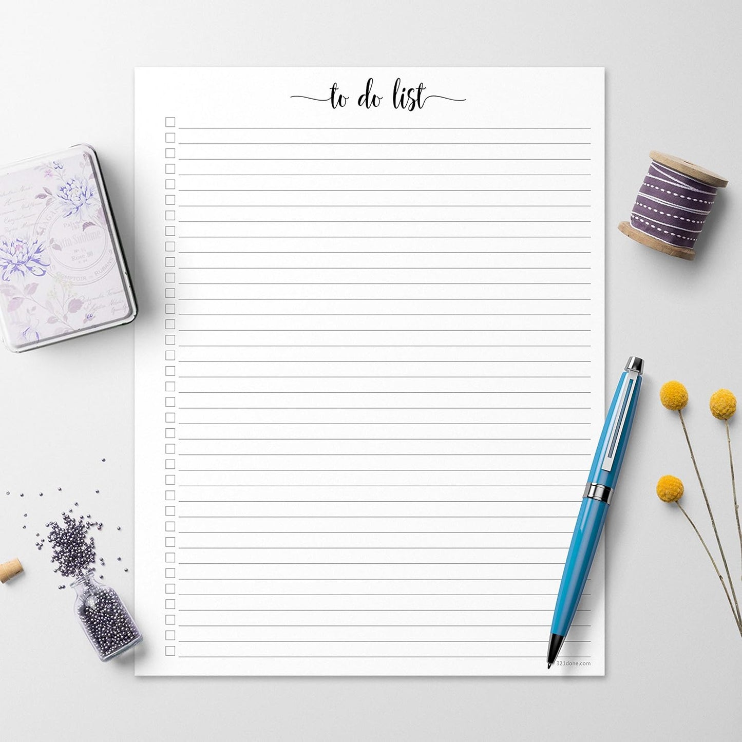 321Done To Do List Notepad for Planner Refill Pages – Made in USA - 50 Sheets (8.5x11) To-Do's Tear Off, Planning Memo Pad, Checklist Notes Left Hole Punch - Simple College-Ruled, Large Letter