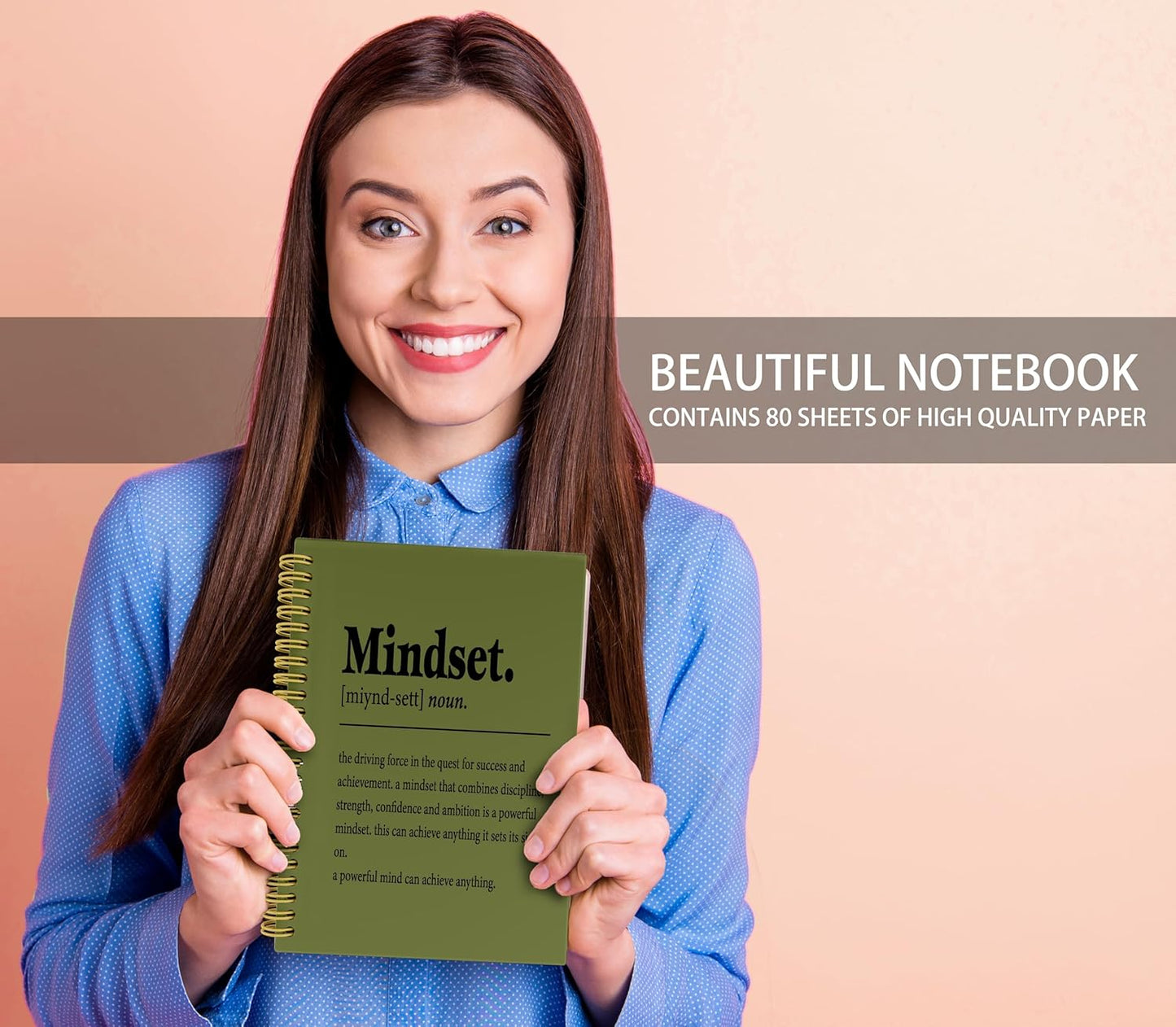 Knibeo Mindset Inspirational Notebooks Journal - Notebooks for School, 5.5×8.3 Inch Inspirational Spiral Bound Notebook with 164 Pages, College School Supplies(Dark Green)