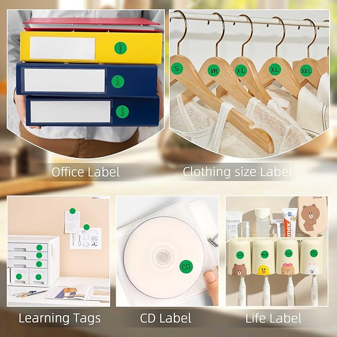 0.75 Inch Multi - Purpose Removable Labels,1000 PCS 3/4" Green Stickers for Classroom, Papers, Market, Price Tags, and Library Book Labels. Non - Printable Round Colored Dot