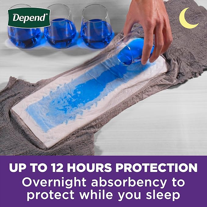 Depend Night Defense Adult Diapers, Incontinence Underwear for Men, Disposable, Overnight, Large, Grey, 14 Count, Packaging May Vary