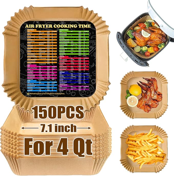 Air Fryer Liners 4QT for Chefman Air Fryer, Airfryer Liners Disposable 7.1 Inch Air Fryer Paper Liners for Instant Pot Vortex Plus 4QT Air Fryers, 150PCS