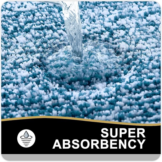 OLANLY Bathroom Rugs 30x20, Extra Soft and Absorbent Microfiber Bath Mat, Non-Slip, Machine Washable, Quick Dry Shaggy Bath Carpet, Suitable for Bathroom Floor, Tub, Shower (Medium, Peacock Blue)