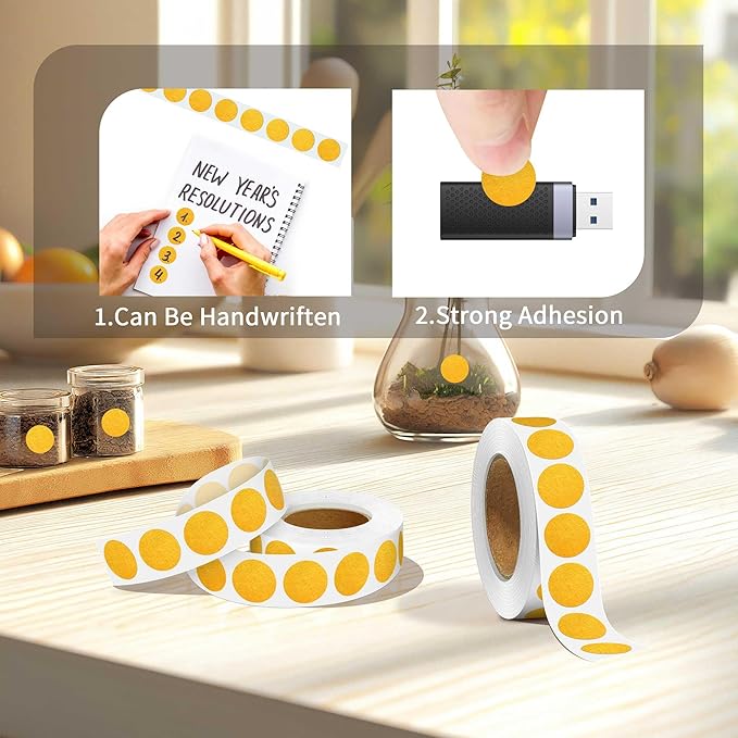 0.75 Inch Multi - Purpose Removable Labels,1000 PCS 3/4" Gold Dots for Classroom, Papers, Market, Price Tags, and Library Book Labels. Non - Printable Round Colored Stickers
