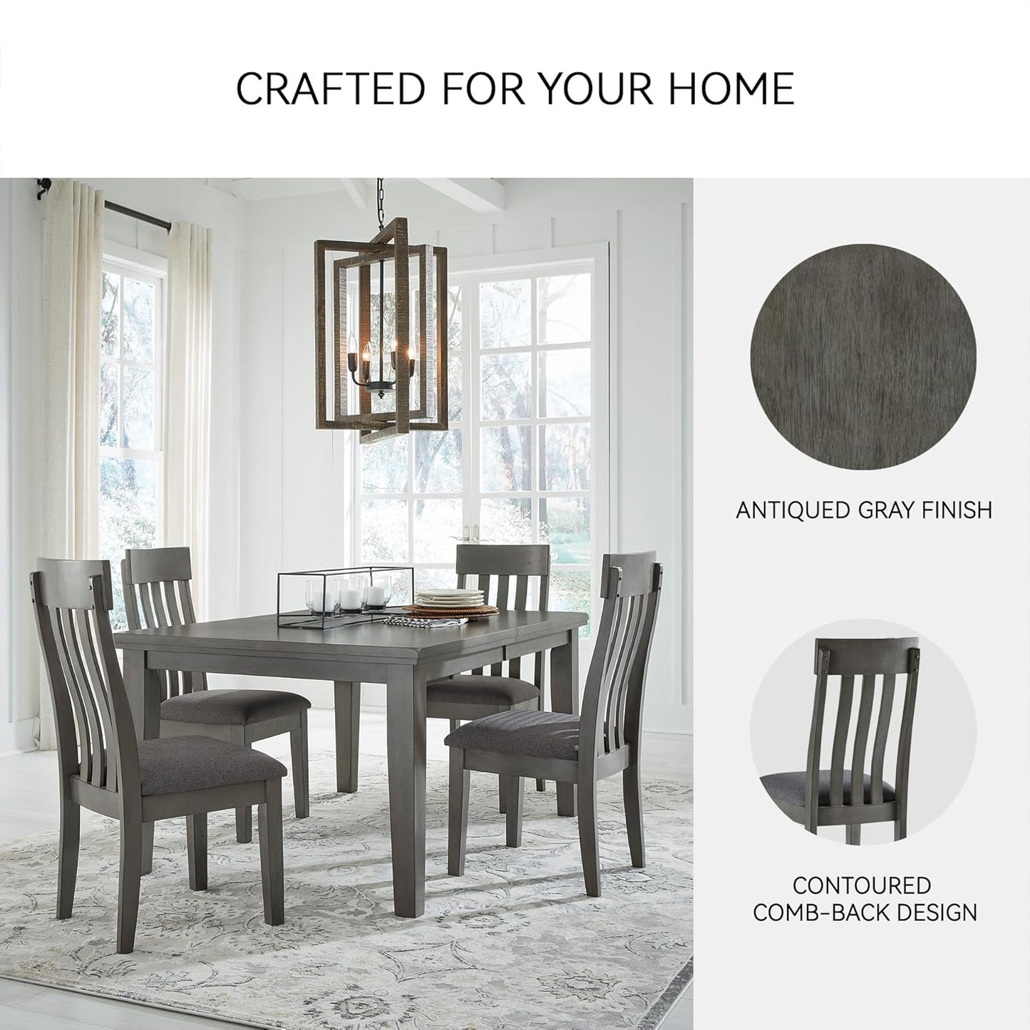 Signature Design by Ashley Hallanden Modern Slat Back 18.63" Dining Room Chair, Set of 2, Gray