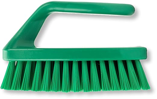 SPARTA Scrub Brush with Iron Shaped Handle and Stiff Bristles, Heavy Duty Scrubber Brush for Kitchen, Bathroom, Shower, Tile, Sink, Carpet and Bakepans, Polypropylene, 6 Inches, Green