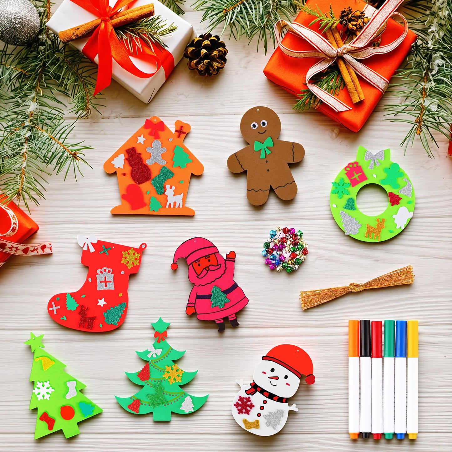 Max Fun Christmas Crafts for Kids Toddlers, 350Pcs Foam Ornaments DIY Christmas Arts and Crafts Kits Bulk Stickers Set, Xmas Tree Snowman Christmas Decorations Crafts Party Favors Supplies