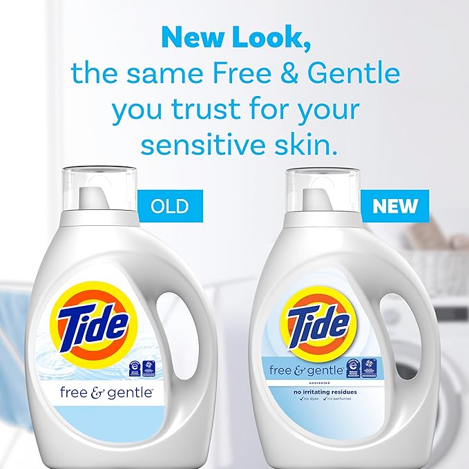 Tide Free & Gentle Liquid Laundry Detergent, 80 Loads, 105 fl oz, Tide Laundry Detergent, Clean Laundry Detergent